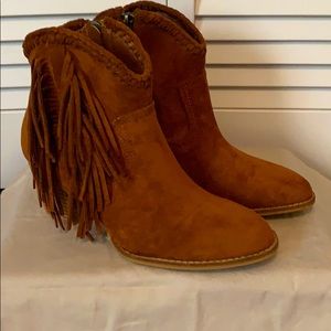 Suede Booties w/ Fringe